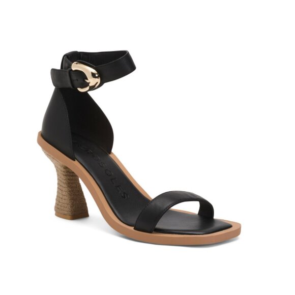 AEROSOLES Shoes - AEROSOLES Black Leather Calico Heeled Comfort Sandals